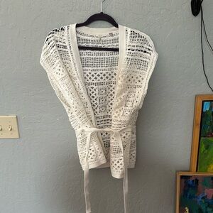 Anthropolgie crochet vest with cap sleeves